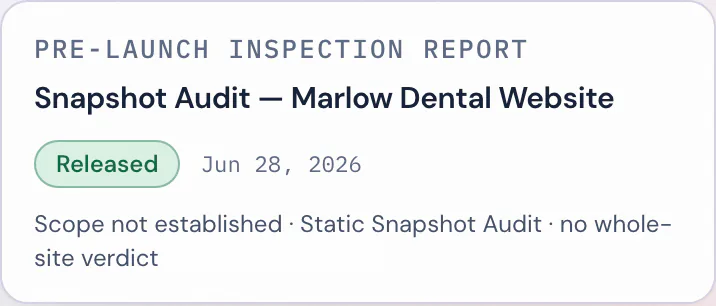 Mobile close-up of a filed report card in the reports library, carrying its file number and version and review-depth chips.